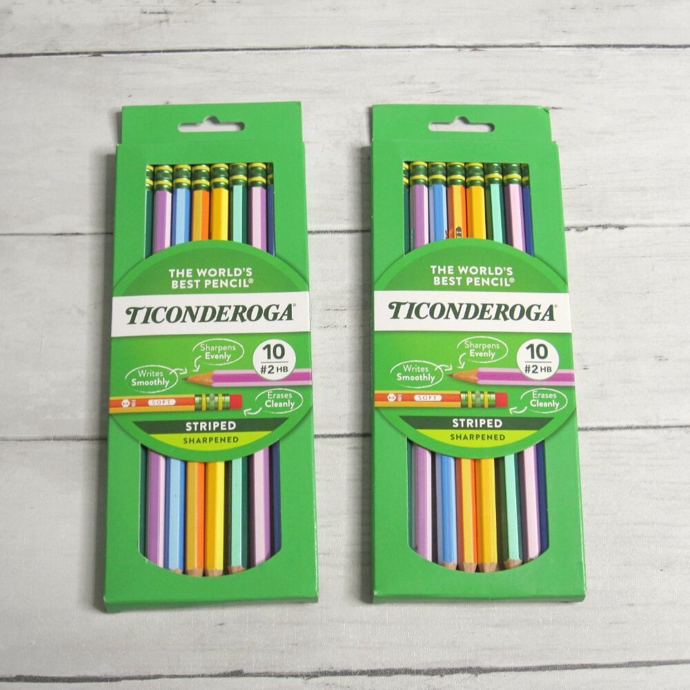 Ticonderoga #2 Soft Pencils 10 Wooden Pre Sharpened Lot of 2 Boxed Sets